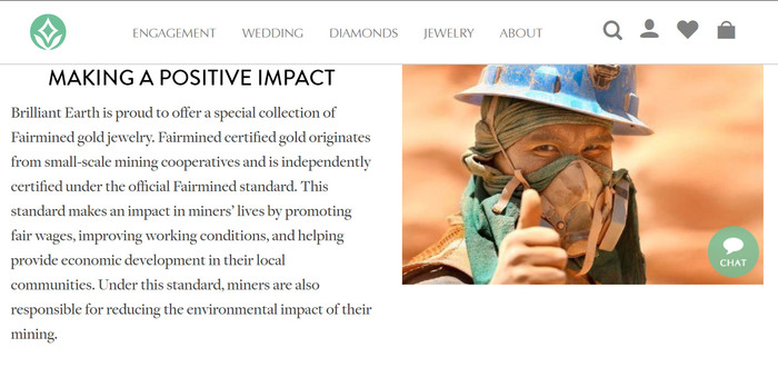 Brilliant Earth advertises Fairmined Gold on their website—yet they do not offer any Fairmined Gold products for sale.